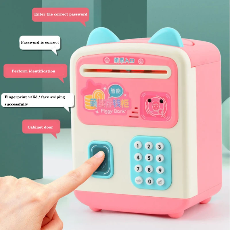 New Fingerprint Electronic Piggy Bank ATM Password Money Box Cash Coin Saving Box For Kids Birthday Christmas Gift копилка