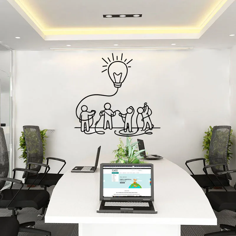 Large Office Teamwork  Electric Light Wall Sticker Team Hardwork Success Inspirational Motivational Quote Wall Decal Office Viny