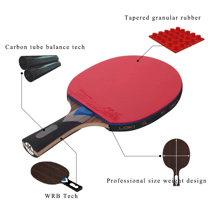 LOKI 7 Star Professional Table Tennis Racket Carbon Tube Tech PingPong Bat Competition Ping Pong Paddle for Fast Attack and Arc