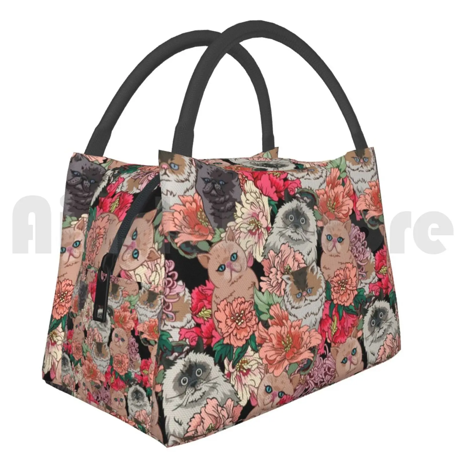 

Cooler Lunch Bag Picnic Bag Because Cats Cat Flower Persian Cat