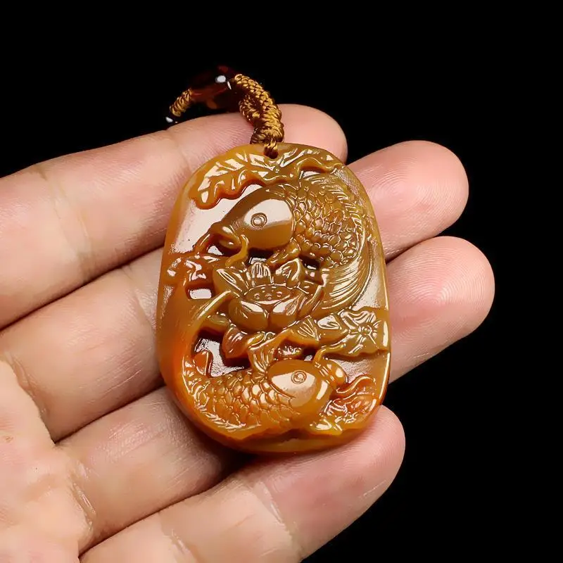 

Precious Natural Yellow Dragon Jade Pendant Necklace Handmade Micro-carved Jewelry Accessories Neck Decoration Gifts