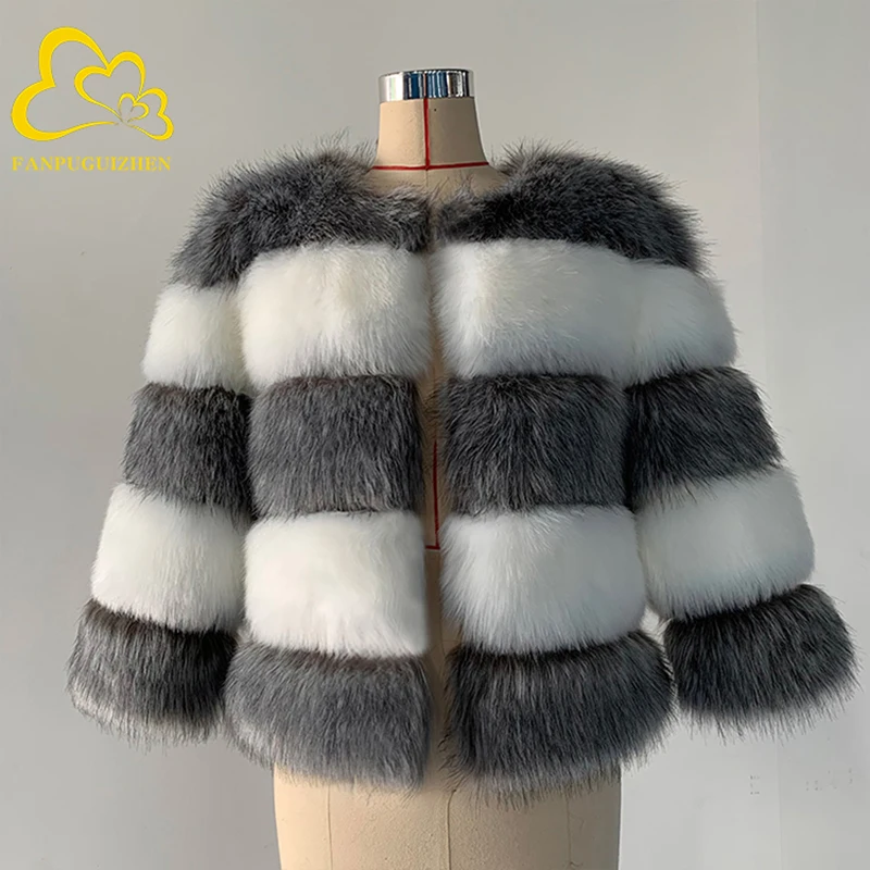 Elegant Faux Fur Coat for Women Autumn and Winter Warm Soft Faux Fur Jacket Female Plush Overcoat Casual Fur Coat