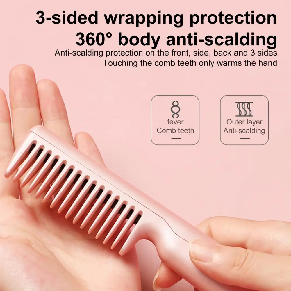 with Charging Cable  Chic Ladies Compact Hair Care Comb USB Interface Straightening Brush Sturdy   for Beauty