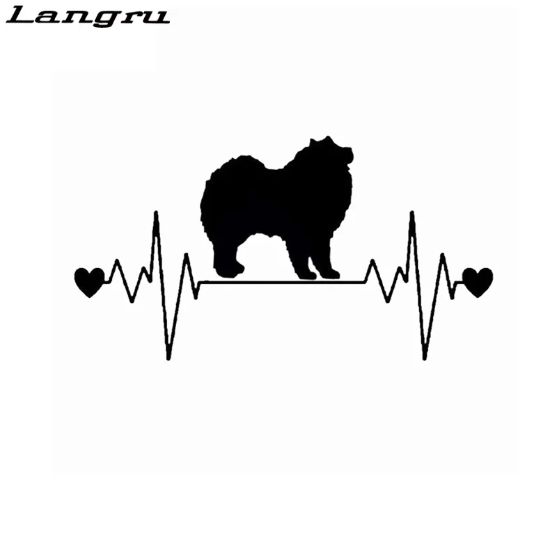 Langru Cute Samoyed Dog Rescue Heartbeat Lifeline Vinyl Motorcycle Car Sticker Car Accessories Jdm