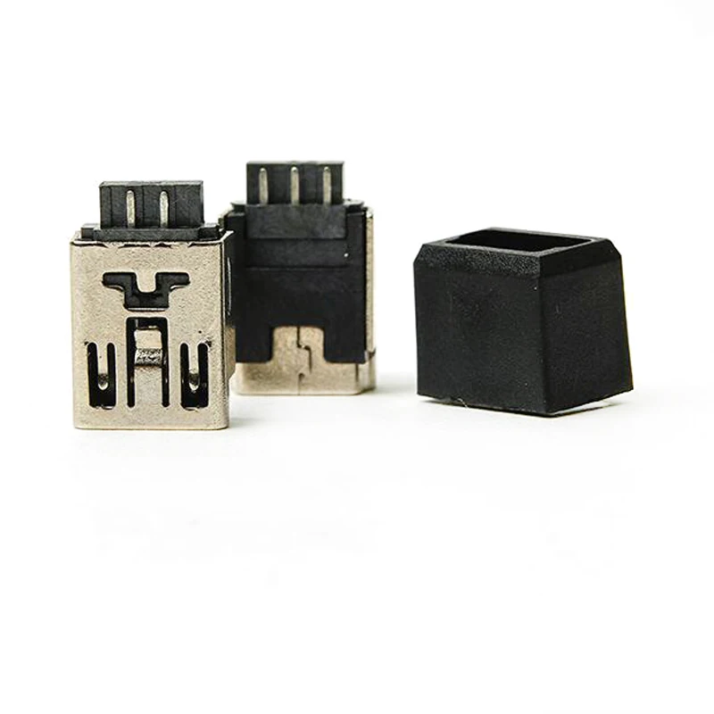 

100PCS Mini USB 5Pin Welding Wire Type Female Socket Connectors Kit With Plastic Shell Black Repair Parts