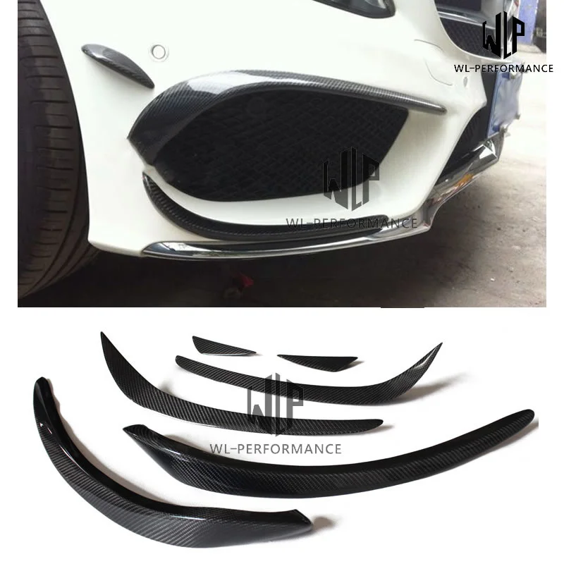 W117 Carbon Fiber Front Side Bumper Grill Air Vent Decorat Car Styling for Merceders-benz Cla Class W117 13-15