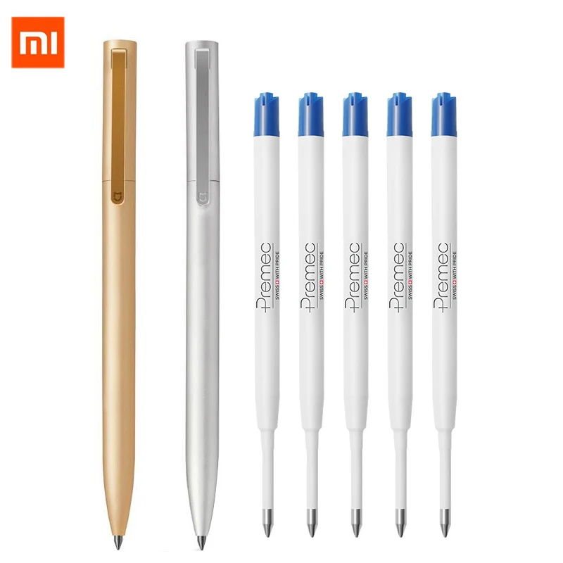 Original Xiaomi Mijia Metal Sign Pens PREMEC Smooth Switzerland Refill 0.5mm Signing Pens Mi Aluminum Alloy Pens Black Blue ink