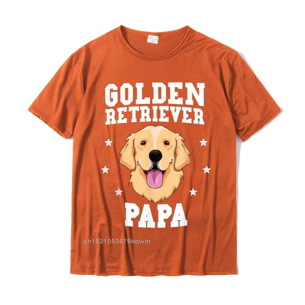 Golden Retriever Papa T-Shirt For Men Grandpa Dog Pet Owner T-Shirt Custom T Shirts Retro Tops Tees Cotton Men\'s Summer