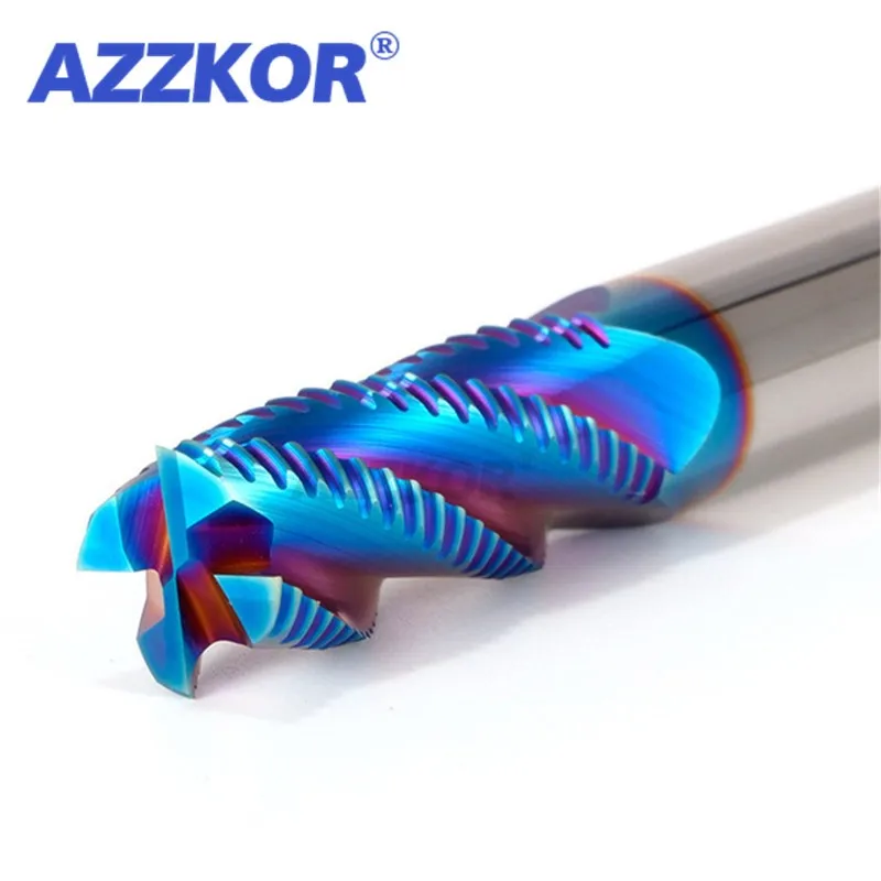 Milling Cutter Alloy Coating Tungsten Steel Tool Cnc Maching 4 Blade Roughing Endmills AZZKOR HRC70 Milling Cutter For Metal