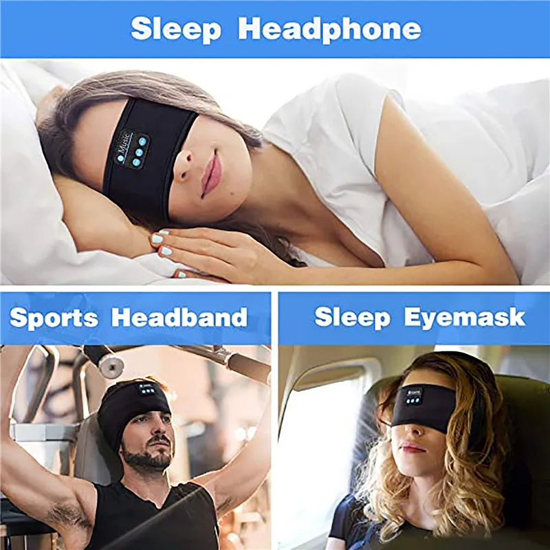 Women Wireless Music Eye Mask Bluetooth-compatible Sleeping Earphone Man Smart Sport Headband Headset with Mic Yoga Hair Bands