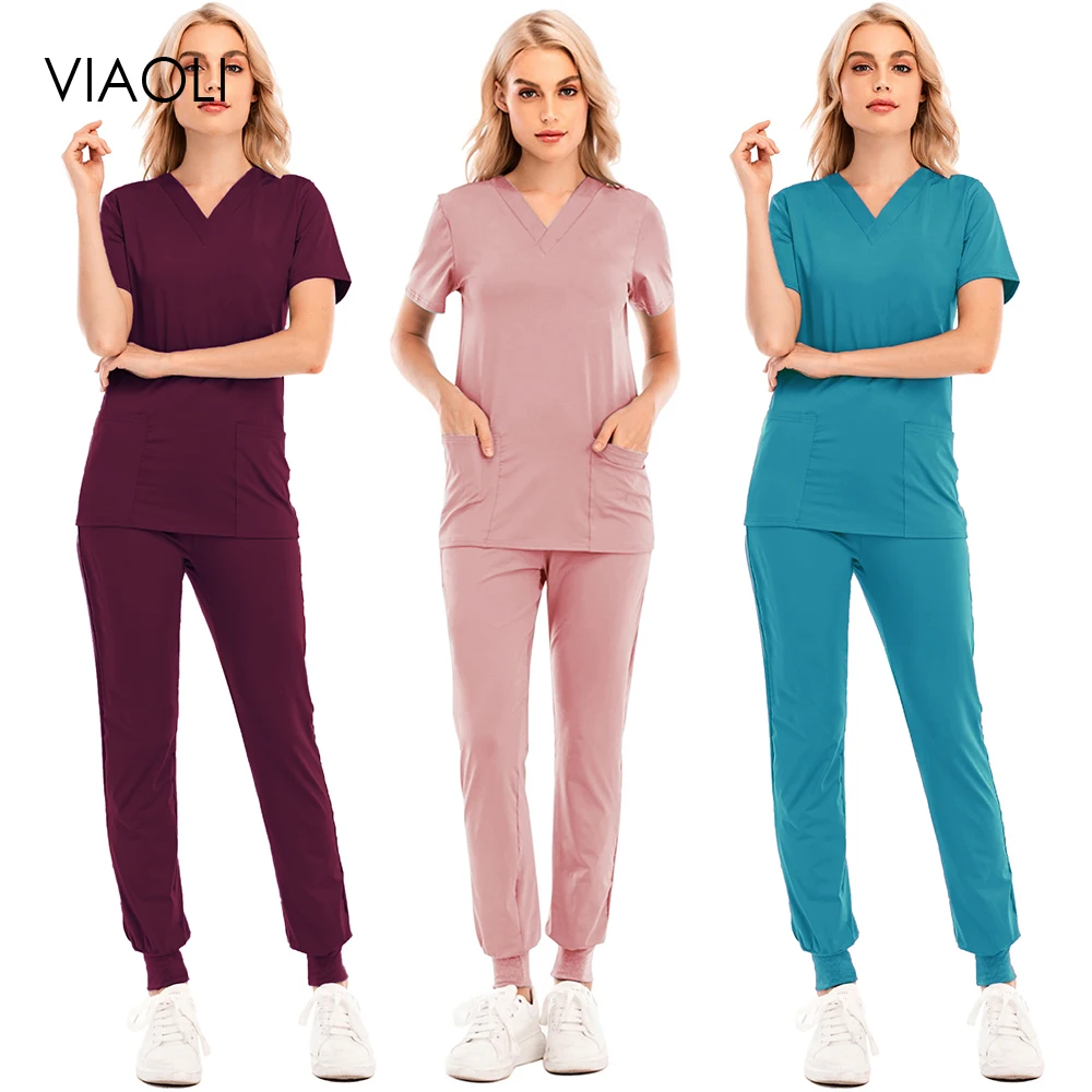 Nhiều Màu Unisex Tay Ngắn Dược Y Tá Đồng Nhất Bệnh Viện Bác Sĩ Bảo Hộ Lao Động Miệng Nha Khoa Phẫu Thuật Đồng Phục Y Tế Tẩy Tế Bào Chết Toàn Bộ