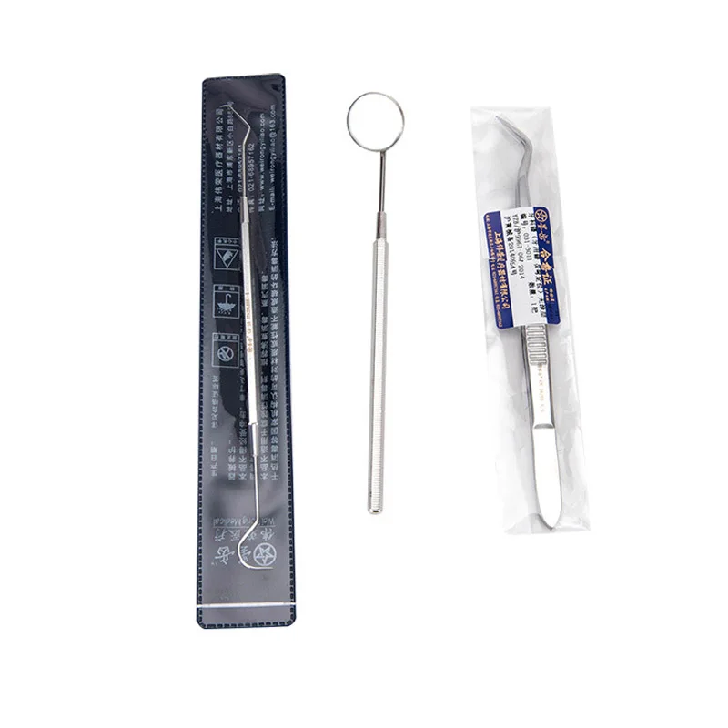 2sets Dental Examination Kit magnify Mouth Mirror Probe Scaler Tweezers Dental Instrument