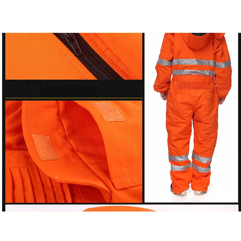 Reflective machine repair overall oil dust-proof jumpsuit factory welding suit coveralls  hooded cotton padded uniform Hi Vis