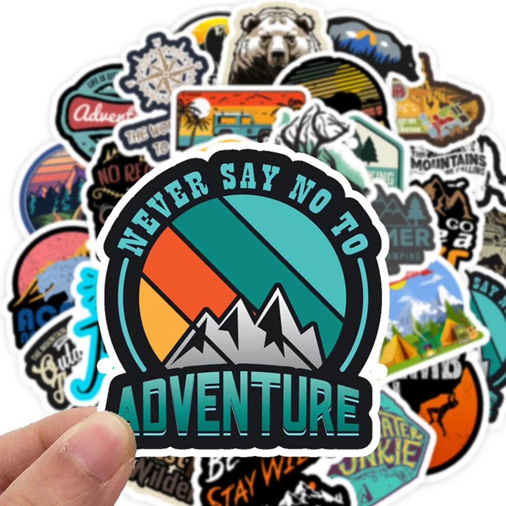 10/30/50pcs Camping Landscape Stickers Outdoor Adventure Travel PVC Waterproof Graffiti Sticker Decals DIY Laptop Skateboard Car