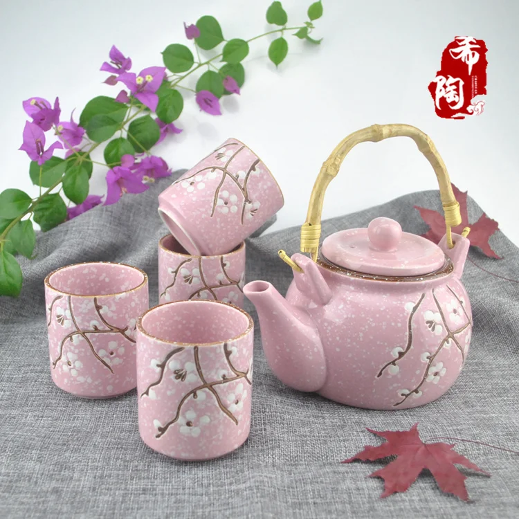 Japanese style ceramic kung fu snowflake tea set wedding supplies teapot cup pot tray Chinese traditional suit newlywed gift