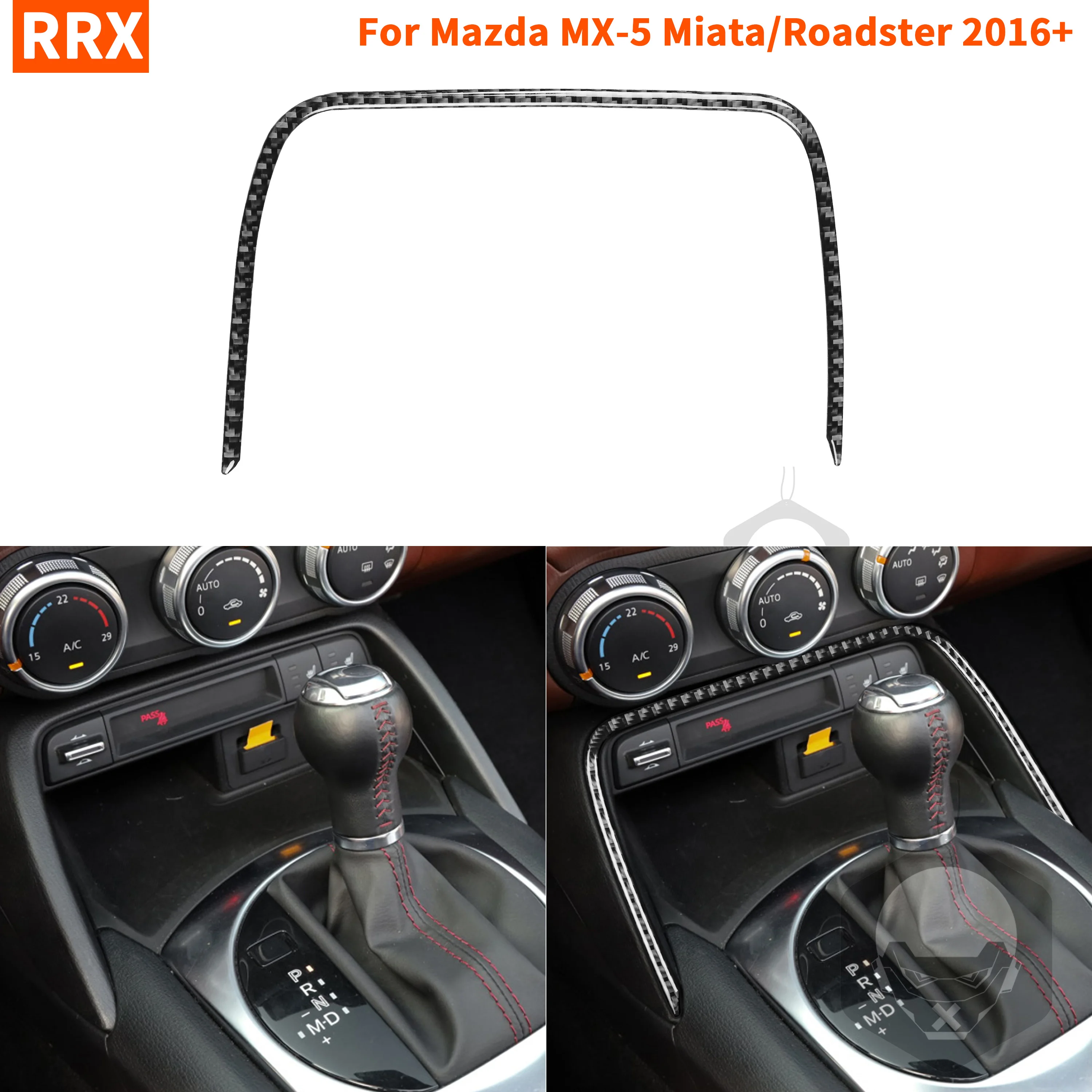 For Mazda MX-5 Miata Roadster Center Console Storage Frame Trim Strip Sticker 2016+ MX5 ND Carbon Fiber Interior Car Accessories