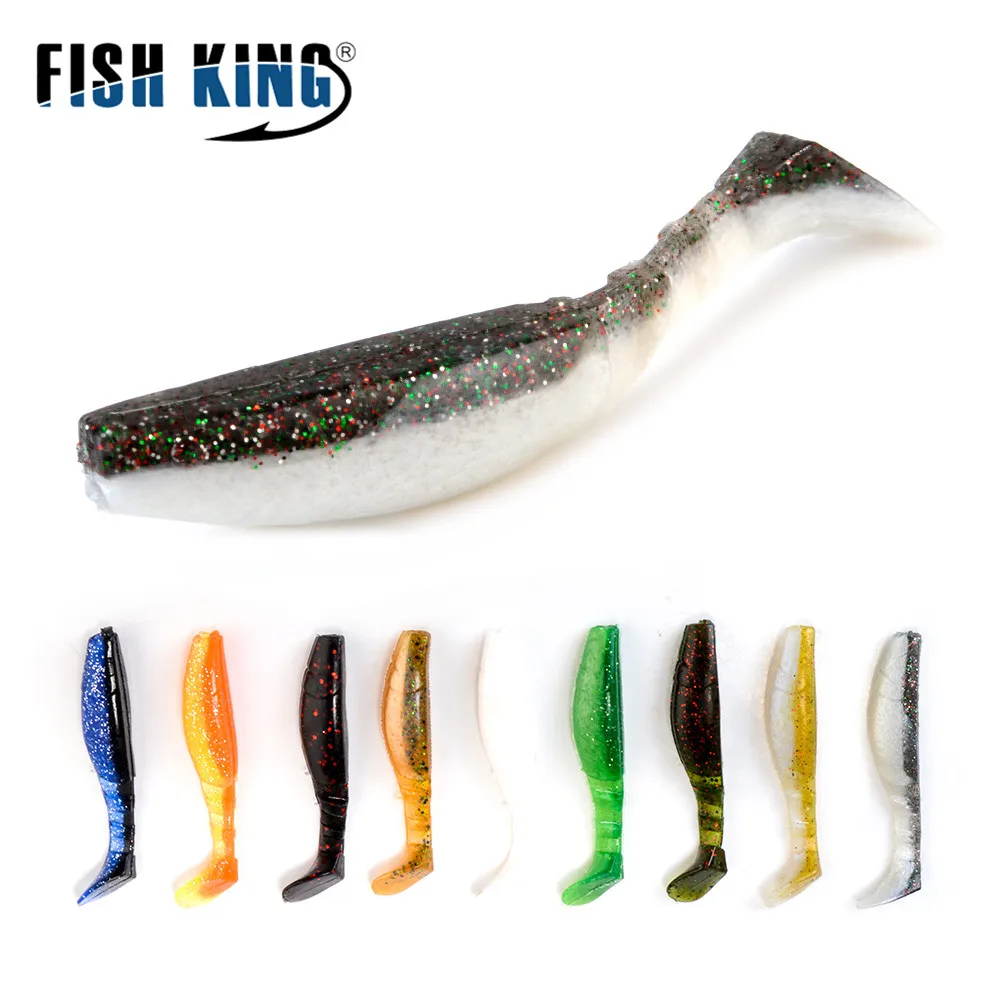 FISH KING 7.5-14g Worms Soft Silicone Bait T Tail Jig Fishing Lures 9-11.5cm Rubber Shads Fishing Bait Wobblers For Sea Bass