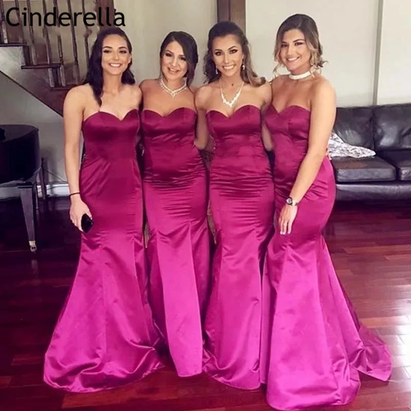 

Bridesmaid Dresses Sweetheart Sleeveless Spandex Satin Mermaid Bridesmaid Dresses With Lace Up Back Wedding Party Dresses