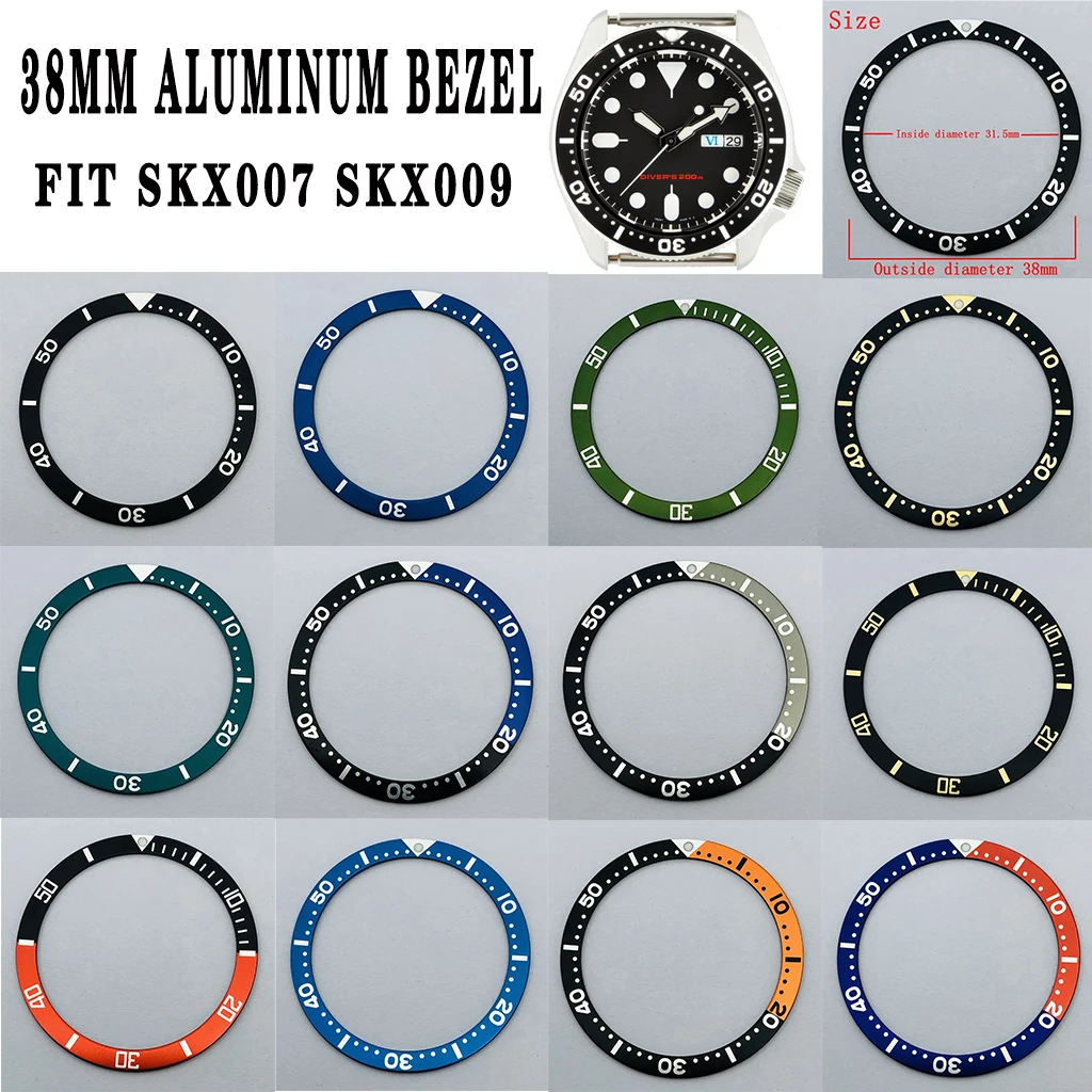 Miuksi 38mm flat aluminum bezel fit 007 009 Japan Turtle watch replace accessories watch parts