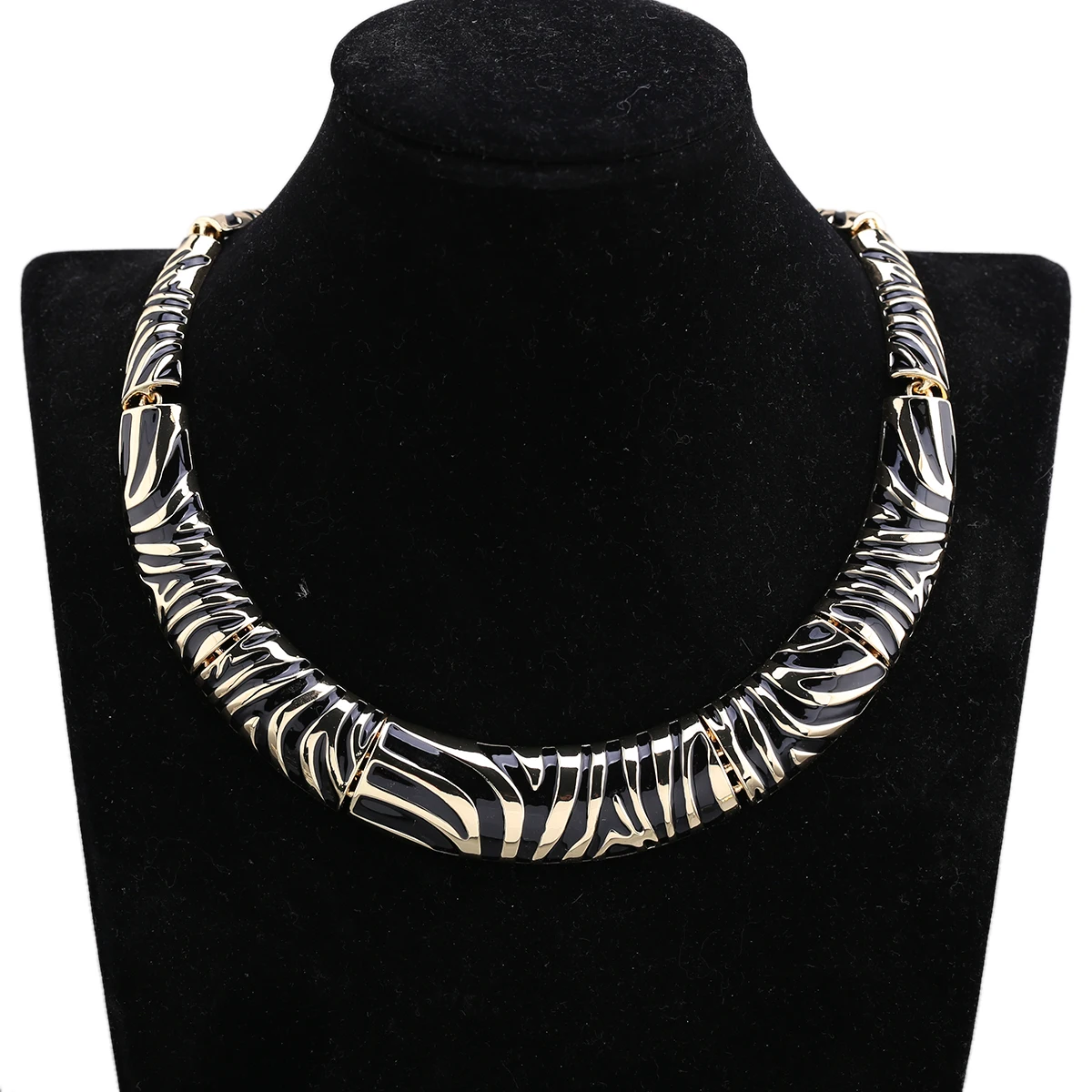 Fashionable Zinc-alloy Enameled Colorful Stripes Chokers Necklace Jewelry, Women's Statement Golden Chokers Party Accessory
