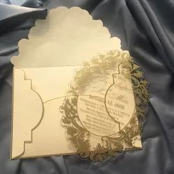 Thai Shape Curve Acrylic Wedding Invitations Card Wedding Favor Laser Cut Acrylic Shapes