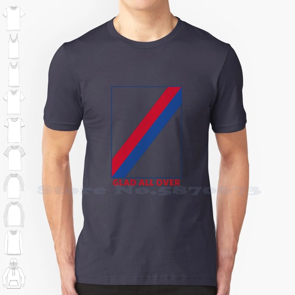 Glad All Over Minimal Sash 100% Cotton T-Shirt Cpfc Glad All Over Premier League Eagles Holmesdale Selhurst Park South London