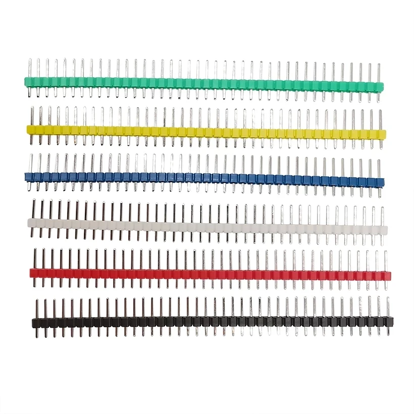 30Pcs 40 Pin Pitch 2.54mm Straight Single Row Male Plug Pin Header Breakable Pin PCB Board Pin Strip Connector Kit for Arduino