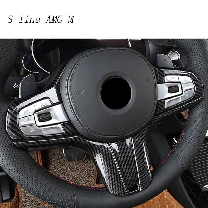 Car Steering Wheel Frame Decoration Cover Sticker For BMW 3 5 Series G30 G20 X3 G01 X4 G02 X5 G05 X6 G06 Carbon fiber Interior