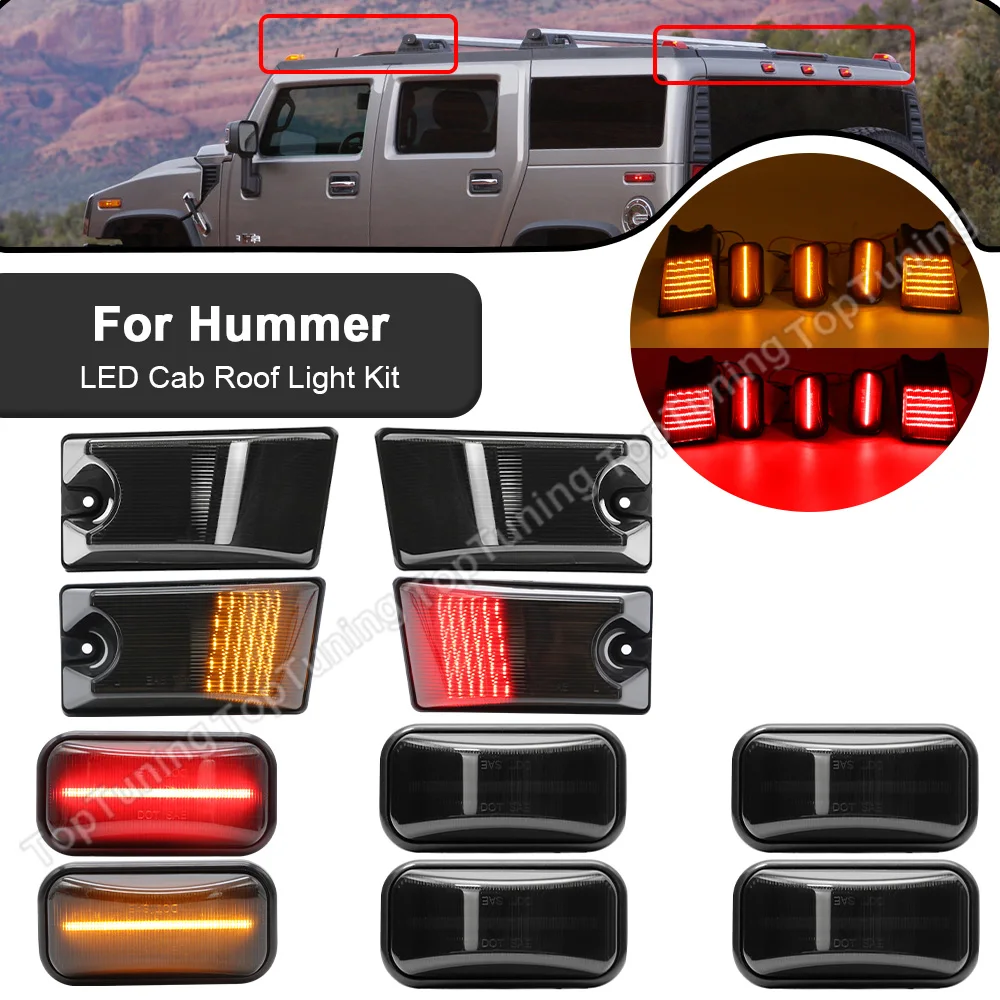 10PCS Smoke/White Yellow Red LED Cab Roof Light and Lenses Kit For Hummer H2 2003 2004 2005 2006 2007 2008 2009 H2 SUT 2005-2009