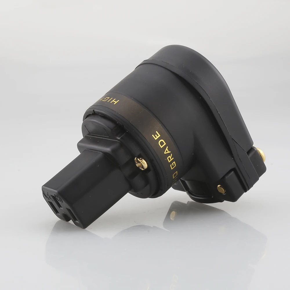 

Audiocrast 24K Gold SCHUKO Right Angle Male Plug with IEC C13 Female Socket HiFi Rhodium Plated Power Connector for EU/US