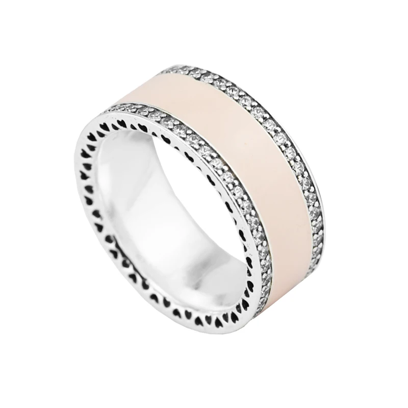 Hearts pink Enamel & Clear CZ Ring Silver Woman Rings For Jewelry Making 925 Original Silver Jewelry Make Up Woman Gift Ring