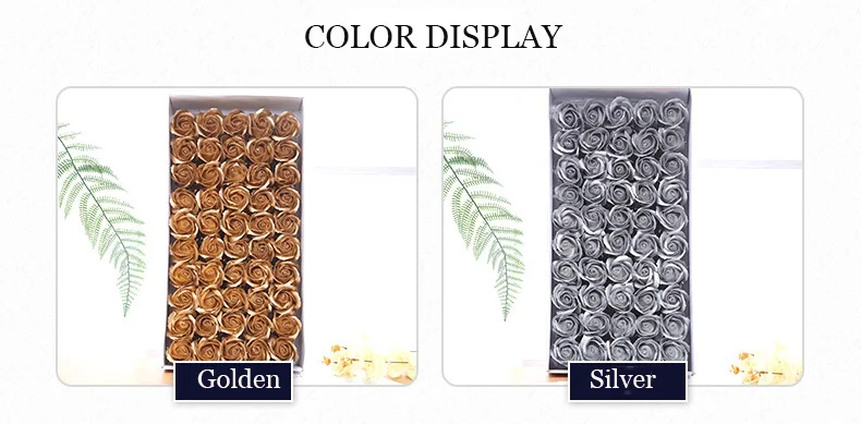 50 Stück Goldene Seifenblumen Rosenblüten DIY Geschenkbox Dekoration Valentinstag Geschenk Hochzeitsstrauß Rosen Künstliche Blumen – Detail 5