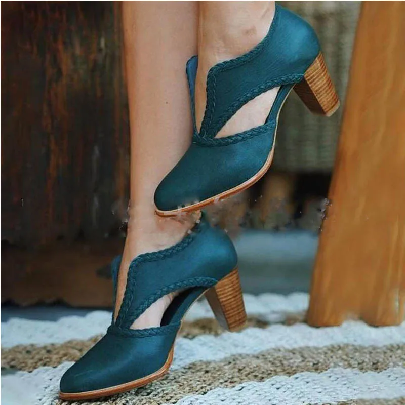 Women\'s Thick Heels High Heels Round Head Sandals 2021 Foreign Trade Summer Foreign Trade New Large New Fashion Sandals