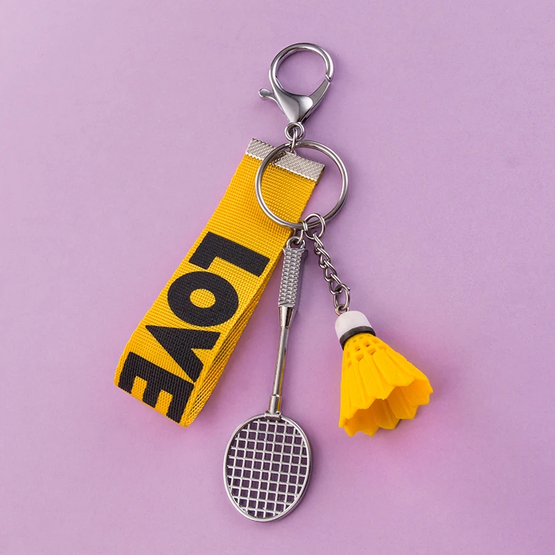 Alloy Racket PVC Badminton Metal Keychain White Pink Blue Yellow Pendant Cute Men Women Couple Car Bag Phone Lanyard