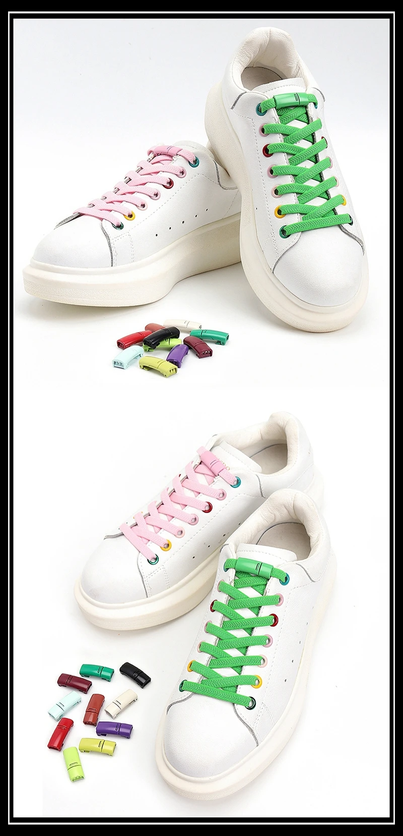 20 Farben Flache Schnürsenkel für Sneaker, Elastische Schnürsenkel ohne Binden, Schnelles An- und Ausziehen, Lazy Shoes Schnürsenkel Gummiband – Detail 7