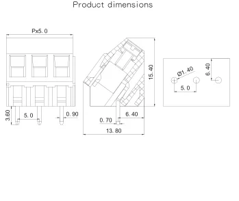 KF103-5.0 śruba terminal PCB 5.0MM 300V/10A może być łączone 2P/3P