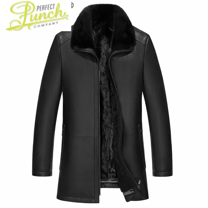 

Genuine Winter Leather Jacket Men Natural Mink Fur Lining Deerskin Leather Real Fur Coat Deri Ceket A12-Z1929 KJ3917