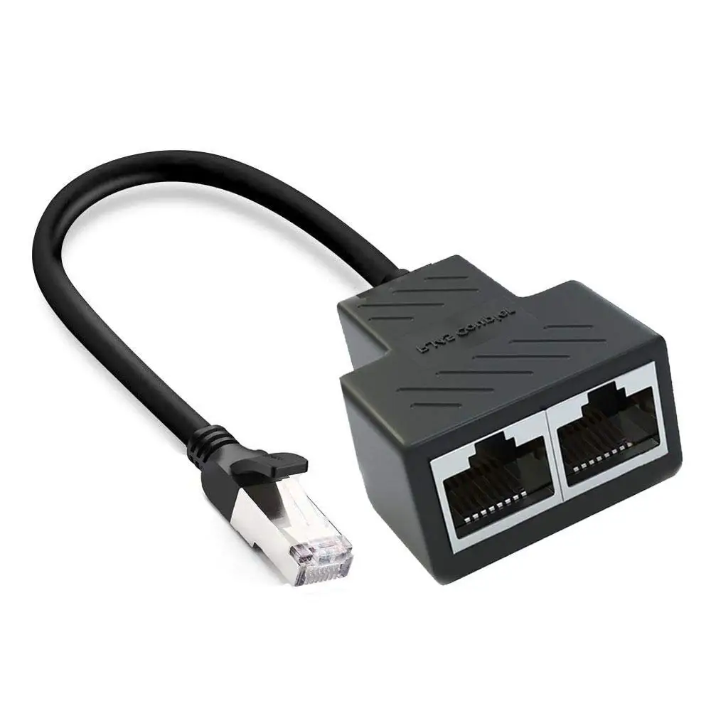 RJ45 Network 1 to 2 Port Ethernet Adapter Splitter, RJ45 1 Male to 2 Female LAN Ethernet Splitter Adapter Cable Suitable Super