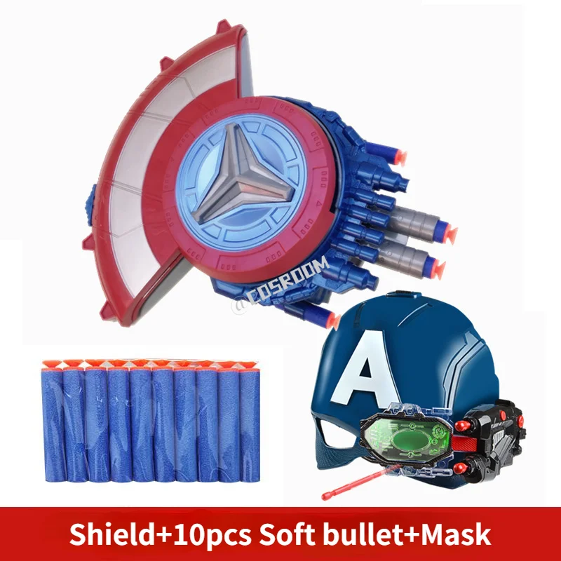 Marvel Captain America Cosplay Shield Mask giocattolo per bambini freccette morbide proiettili pistola Halloween Party puntelli Cosplay per regali per bambini
