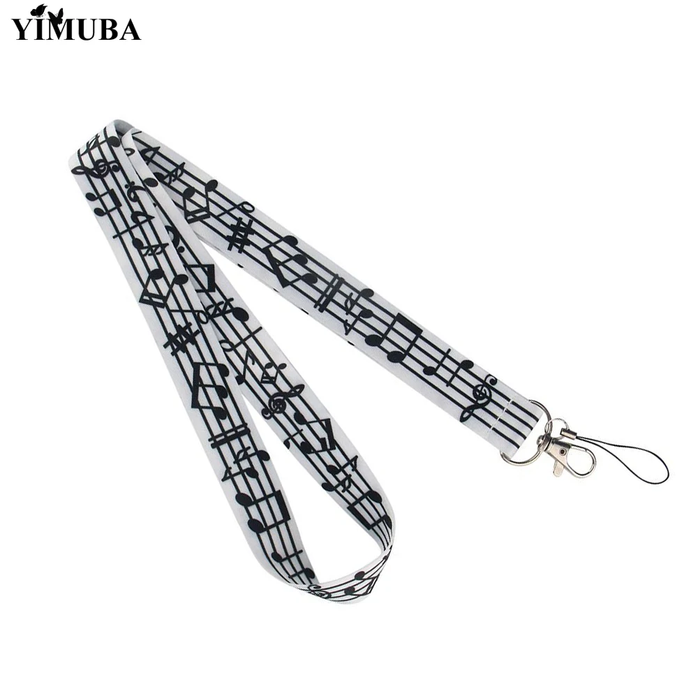 YIMUBA Musical Notation Printed Lanyards Keychain Simple Multi-function ID Card Gym Pass Mobile Phone Rope Neck Straps Key Chain