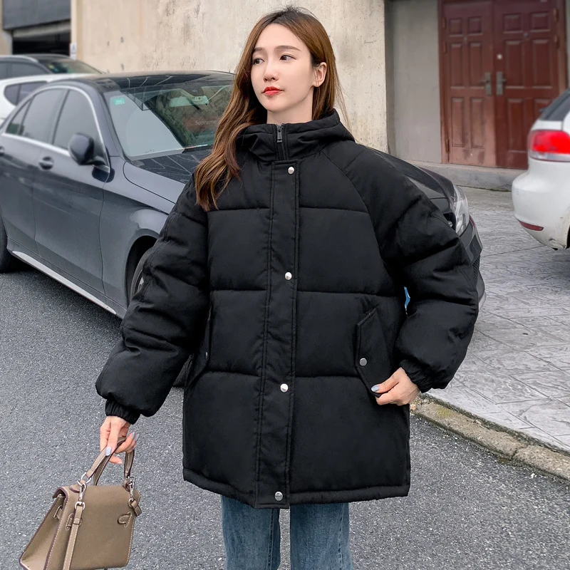 Frauen Winter Mäntel Weibliche 2023 Koreanischen Mit Kapuze Winter Parker Jacke Frau Dicke Baumwolle Parka Oversize Lose Jacken Überwinden