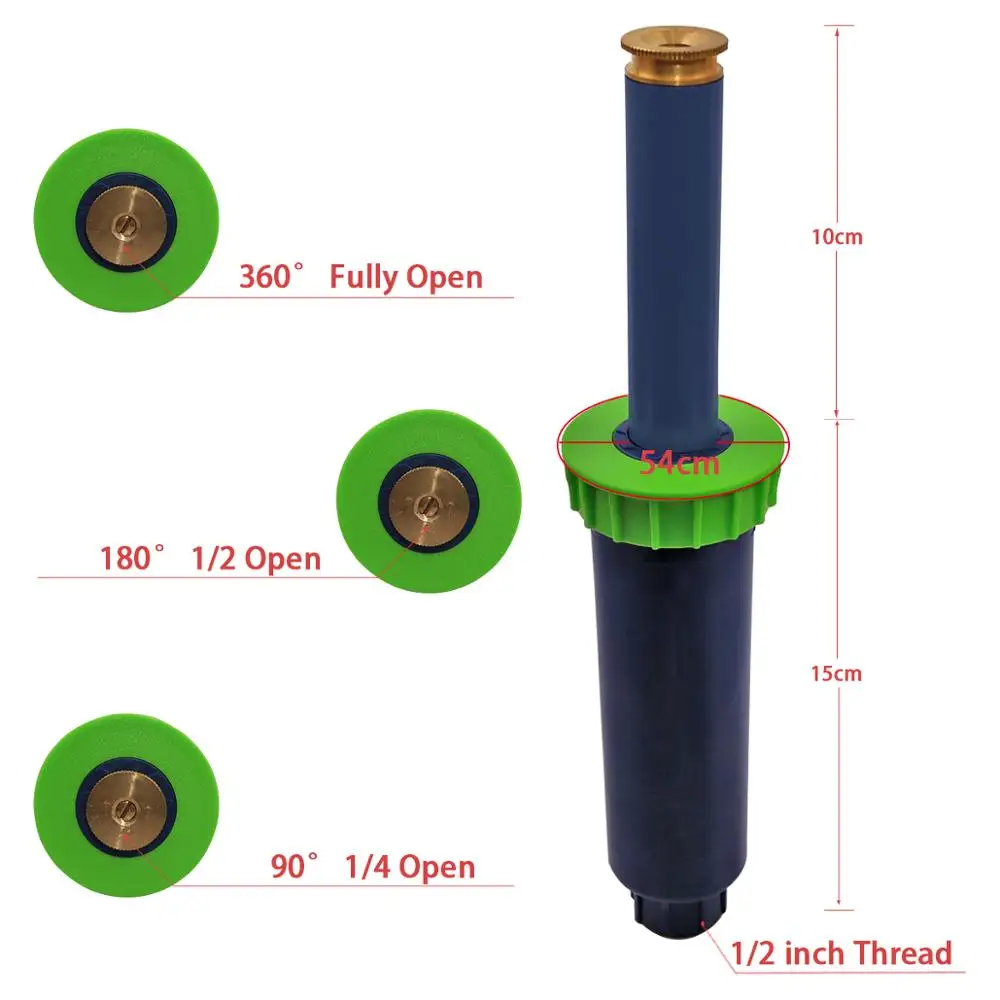 4Pcs/lot 90-360 Degree Garden Automatic Retractable Spray Irrigation System Copper Nozzle Lawn Sprinkler