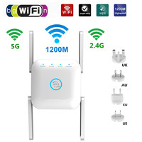 2.4G/5G WiFi Repeater Router Amplifier Long Range Extender 1200M/300Mbps Wireless Booster Home Wi-Fi Signal AP WPS Eesy Setup