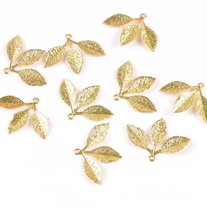 20pcs Mix Leaves Connectors Clasp Flower Filigree Wraps For DIY Scrapbook Metal Crafts Home Decor Handcraft 31x23mm yk0784