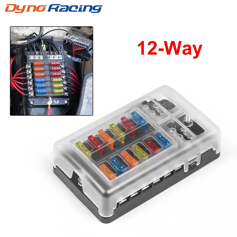 12-Way Blade Fuse Box Block Holder LED Indicator 12V 32V Auto Marine Waterproof BX102272