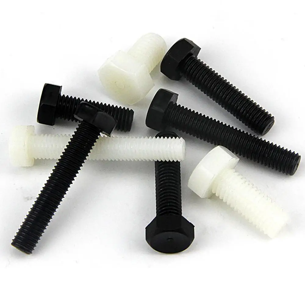 

M3 M4 M5 M6 M8 M10 M12 Black/White Nylon Hex Head Screws Plastic Insulation Hexagon Bolts DIN933