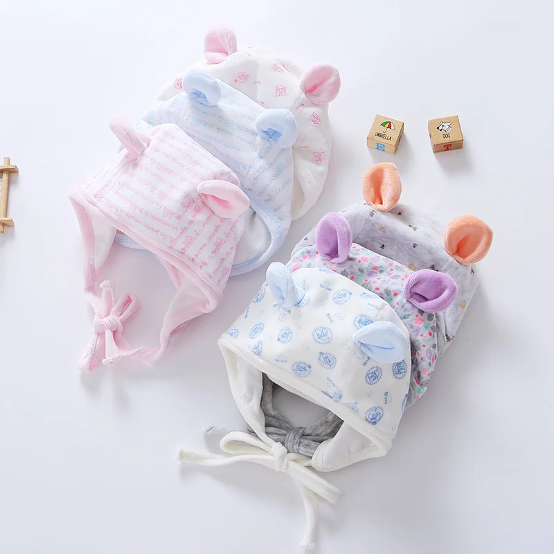 

Baby Velvet Cotton Ear Protection Hat Girls Boys double-deck Hats Autumn Winter Warm Baby Accessories Cute Newborn Baby Hat