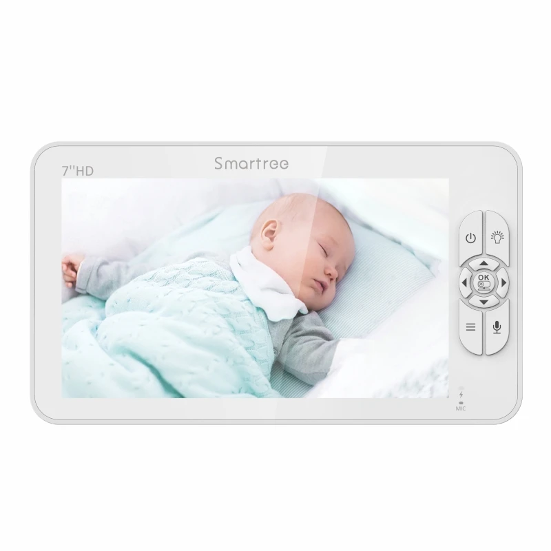 Moniteur vidéo HD pour bébé SM70V2 avec deux caméras, écran partagé 7 "1080P, Hack Verde, n'aime à distance, panoramique, inclinaison, batterie 4000mAh