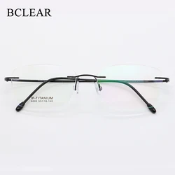 BCLEAR 2021New Arrival Fashion Rimless Glasses Frame Memory Pure Titanium Eyeglasses Prescription Ultralight Flexible Frame 9002