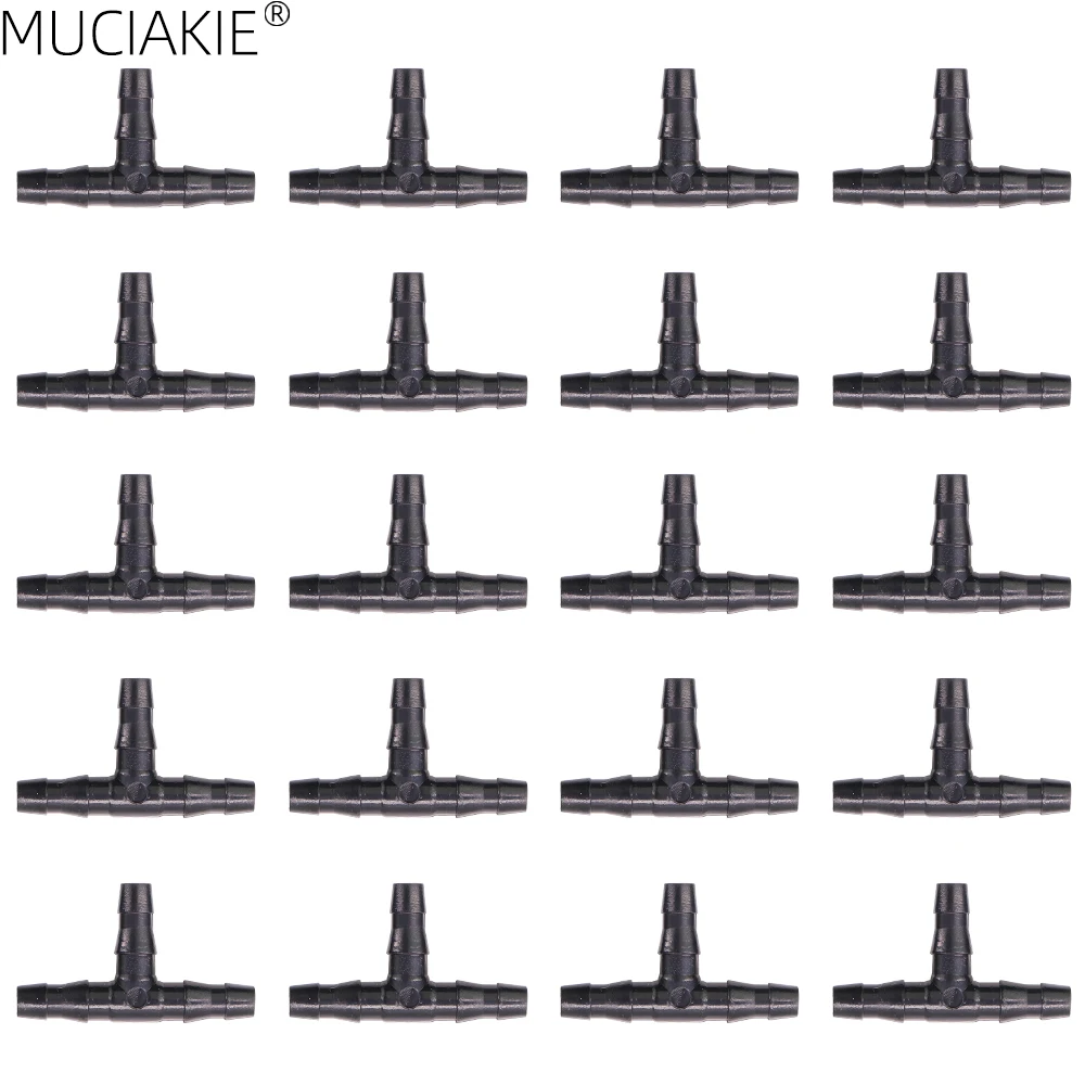 MUCIAKIE 20PCS 4mm Barb Drip Tee Connector Fitting for 4/7mm (1/4'')Hose Coupling Adapter for Garden Irrigation Water Hose Joint